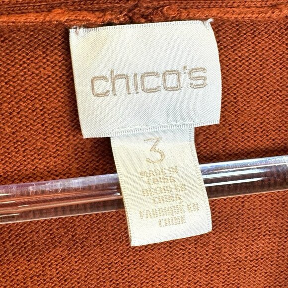 Chicos Cardigan Sweater Womens Size 3 US Large Knit Open Front Burnt Orange - Picture 2 of 5